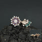 Floral Bouquet Finger Ring with Bloom and Leaf Design