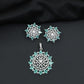 Elegant flower pendant set with layered floral construction and statement centerpiece