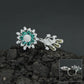 Floral Bouquet Finger Ring with Bloom and Leaf Design