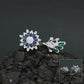 Floral Bouquet Finger Ring with Bloom and Leaf Design