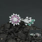 Floral Bouquet Finger Ring with Bloom and Leaf Design