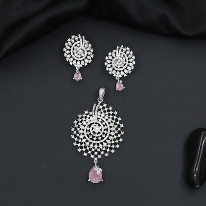Elegant flower pendant set with concentric floral construction and statement medallion design