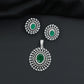 Circular floral pendant set showcasing concentric petal formations and matching studs