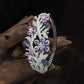 Botanical Vine Rhodium Kada with Decorative Pearl Details