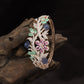 Botanical Vine Rhodium Kada with Decorative Pearl Details