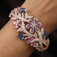 Botanical Vine Rhodium Kada with Decorative Pearl Details