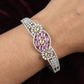 Floral Medallion Rhodium Kada with Oval Cluster Design