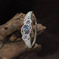 Floral Medallion Rhodium Kada with Oval Cluster Design