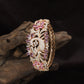 Peacock Motif Rose Gold Kada with Floral Feather Design