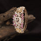 Peacock Motif Rose Gold Kada with Floral Feather Design