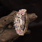 Peacock Motif Rose Gold Kada with Floral Feather Design