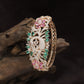 Peacock Motif Rose Gold Kada with Floral Feather Design