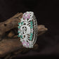 Peacock Motif Rose Gold Kada with Floral Feather Design