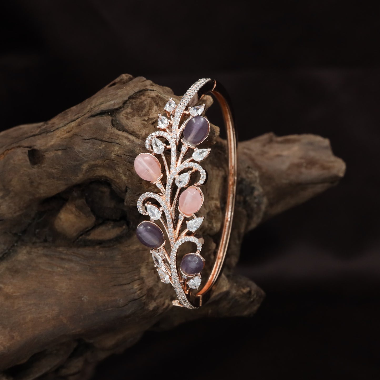 Botanical Scroll Rose Gold Kada with Elegant Vine Styling