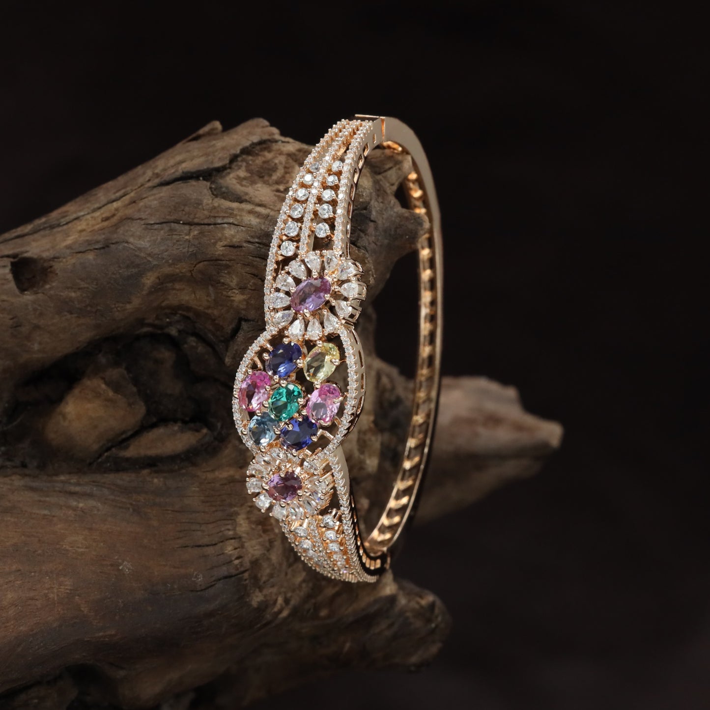 Bloom Inspired Rose Gold Kada with Decorative Border Design