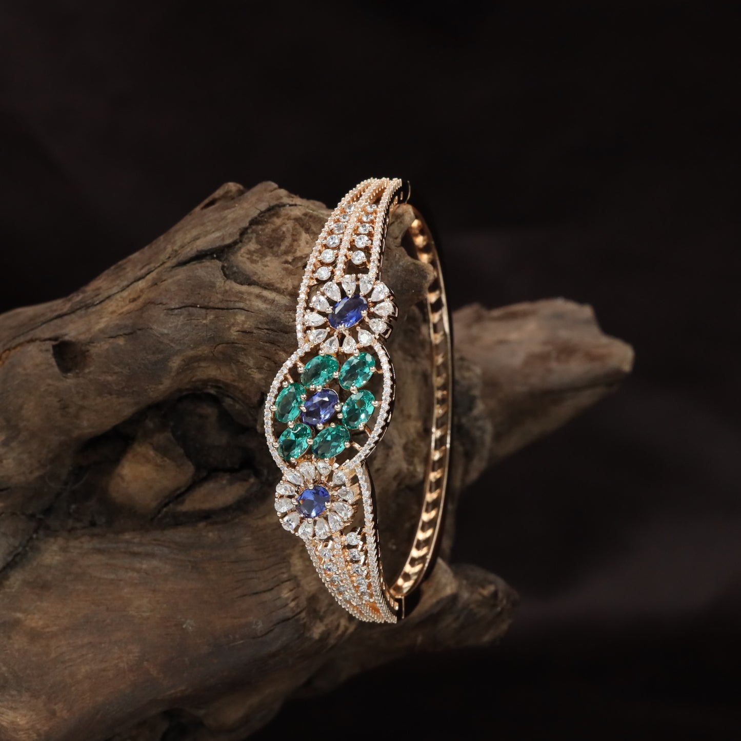 Bloom Inspired Rose Gold Kada with Decorative Border Design
