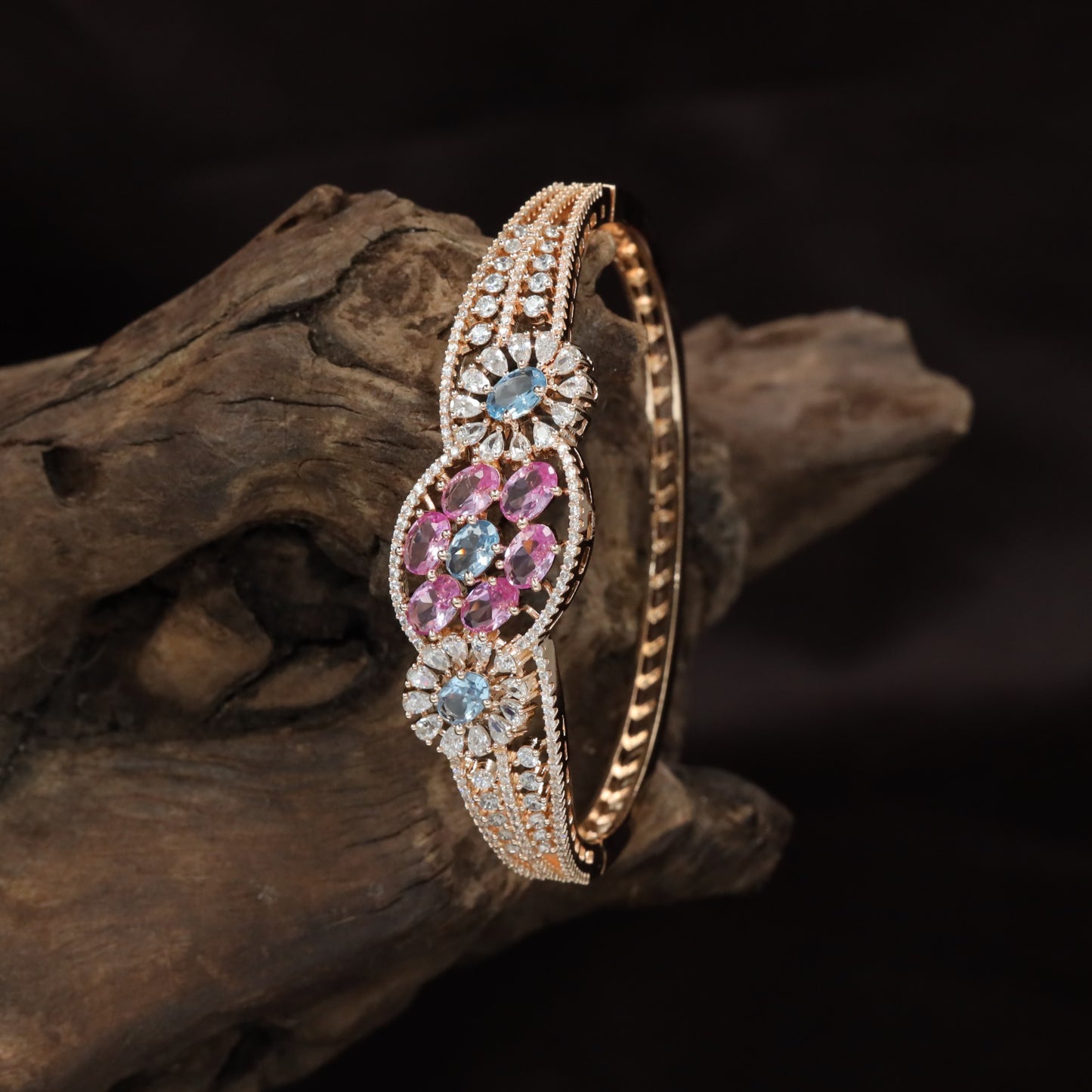 Bloom Inspired Rose Gold Kada with Decorative Border Design