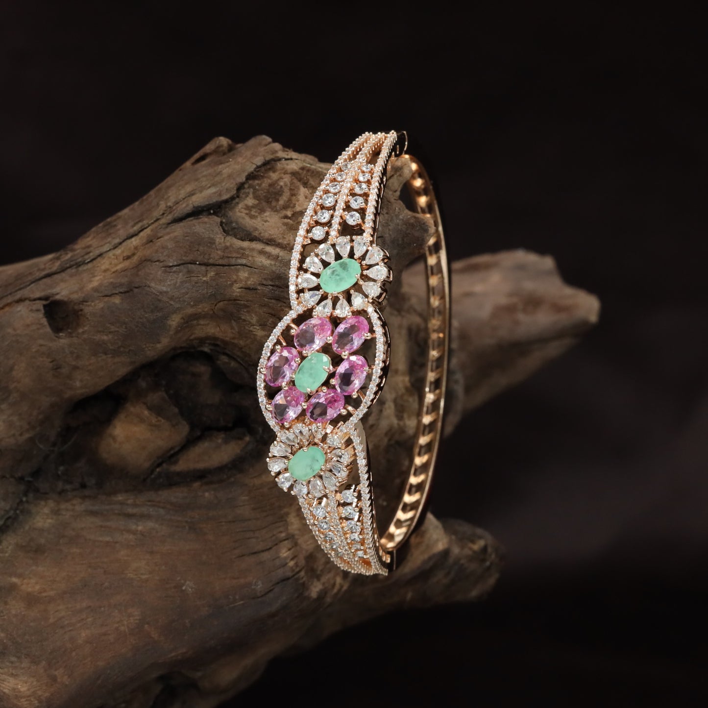 Bloom Inspired Rose Gold Kada with Decorative Border Design