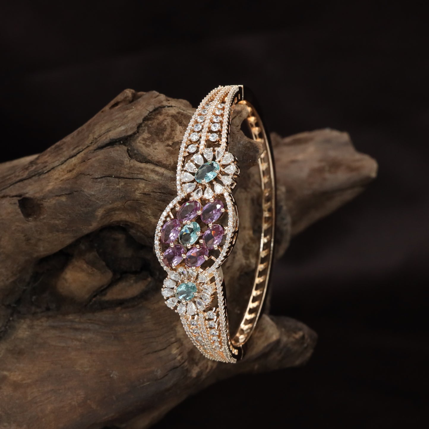 Bloom Inspired Rose Gold Kada with Decorative Border Design