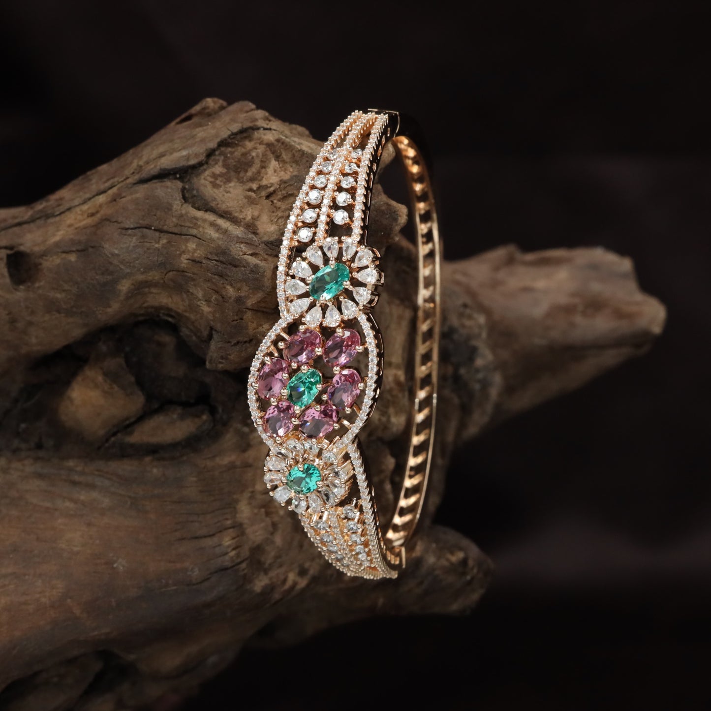 Bloom Inspired Rose Gold Kada with Decorative Border Design