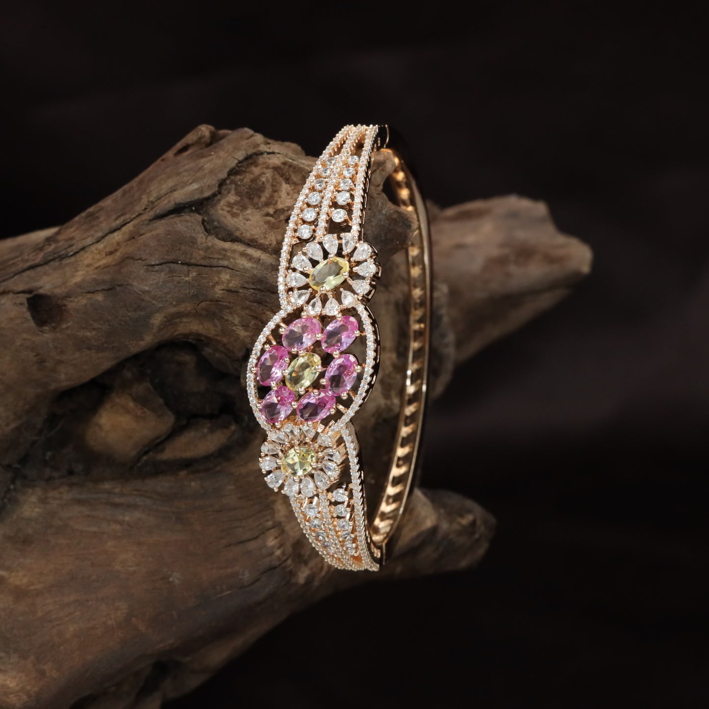 Bloom Inspired Rose Gold Kada with Decorative Border Design