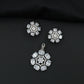 Statement floral pendant set featuring a flower bloom centerpiece and circular petal arrangement