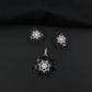 Statement floral pendant set featuring a flower bloom centerpiece and circular petal arrangement