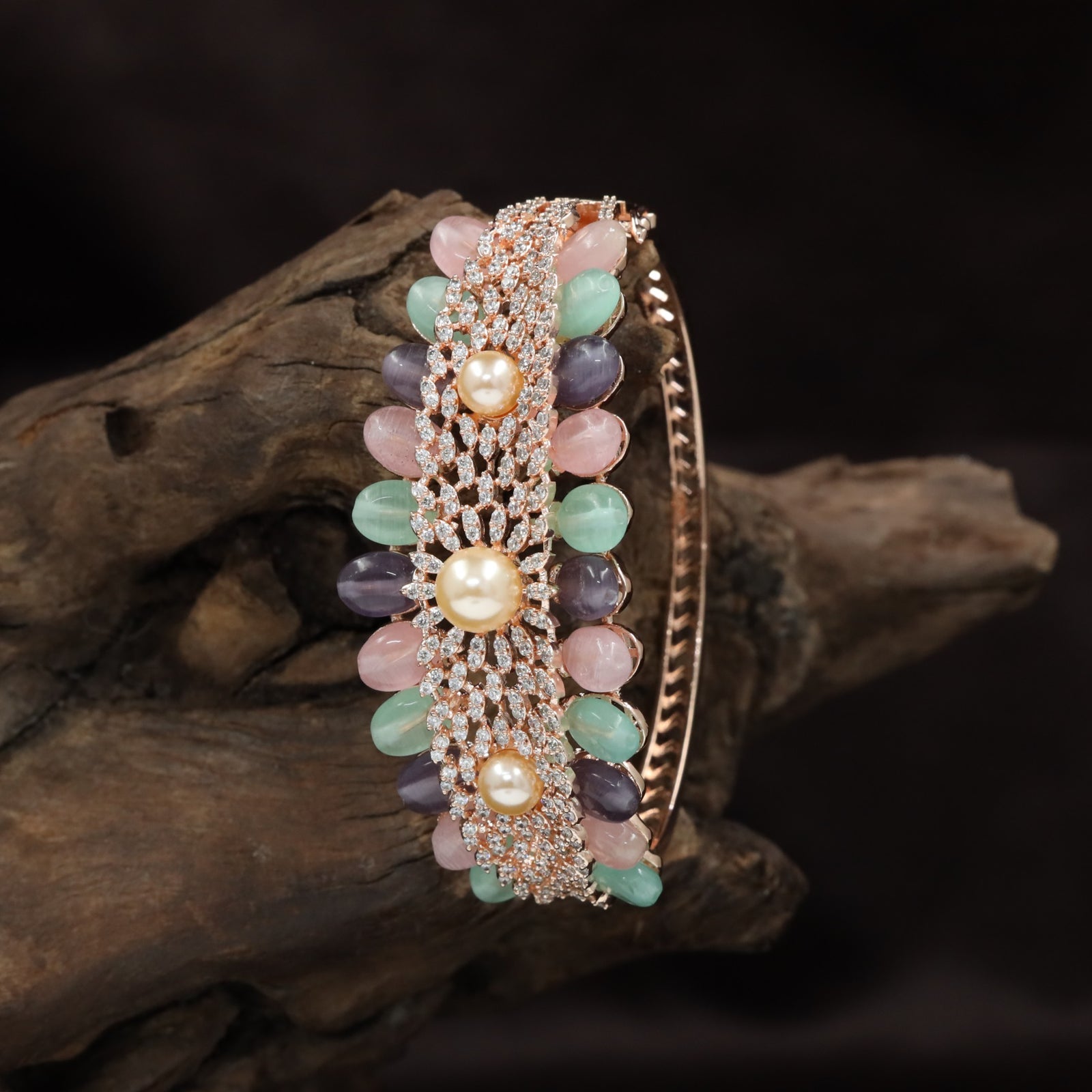 Radiating Bead Rose Gold Kada with Ornamental Appeal