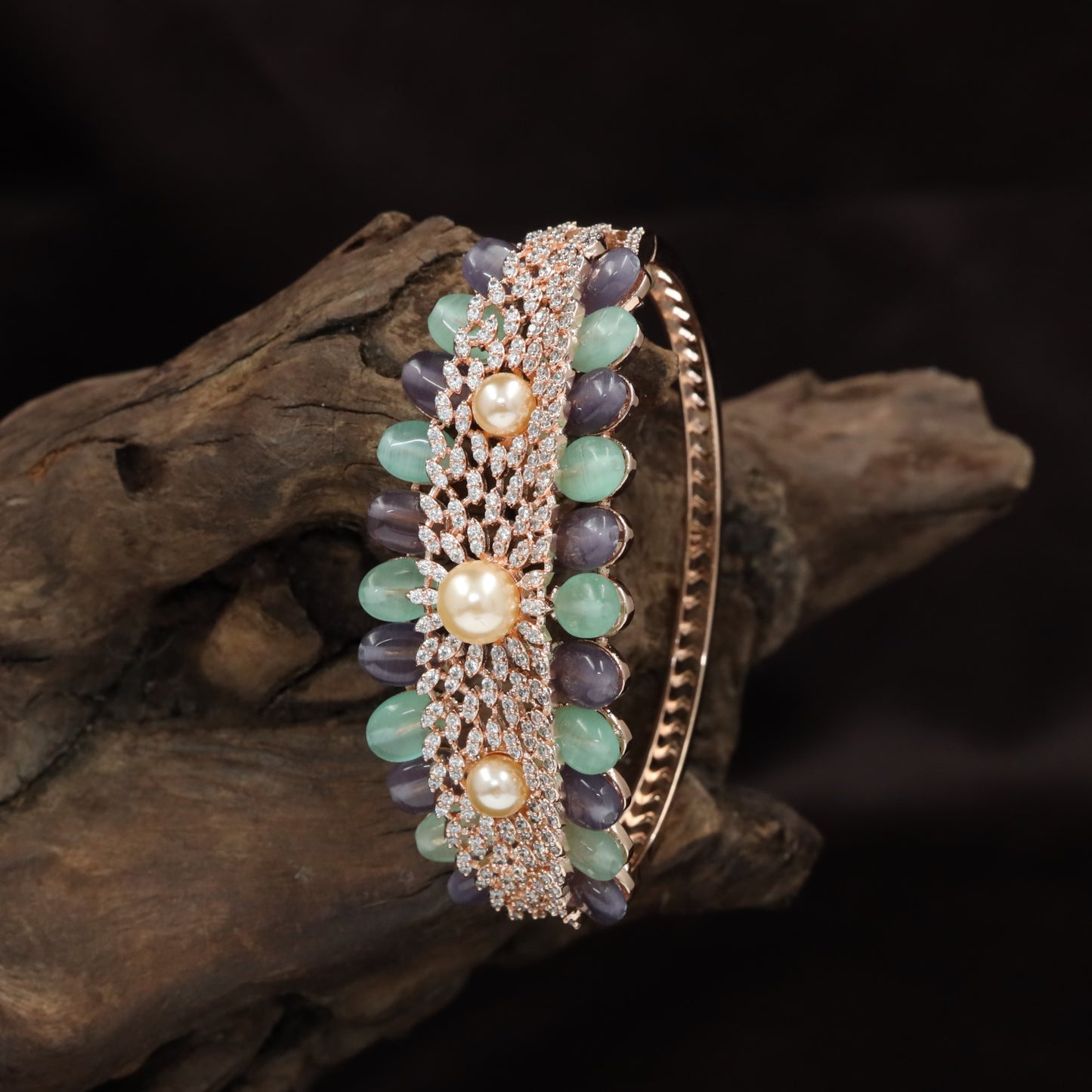 Radiating Bead Rose Gold Kada with Ornamental Appeal