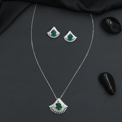 Designer chain with pendant showcasing a fan-inspired silhouette and geometric border detailing