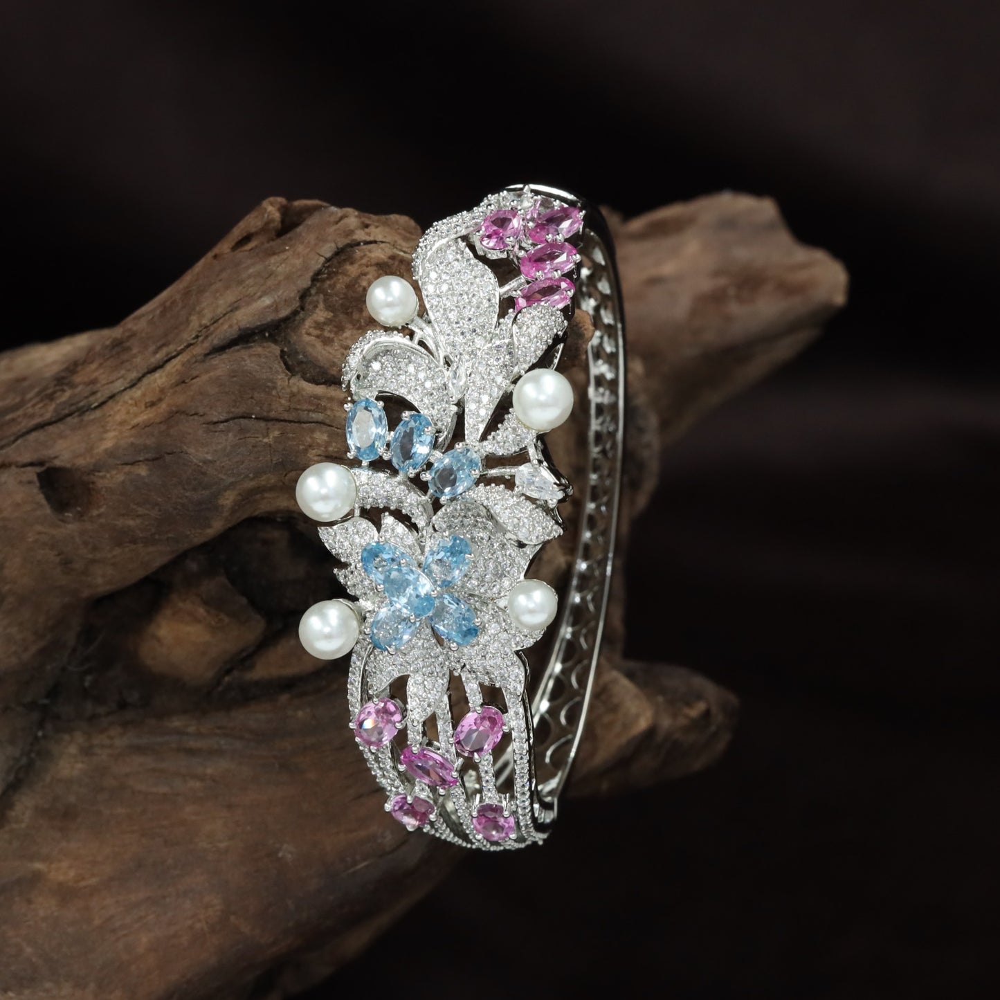 Floral Vine Kada with Pearl Accent Detailing