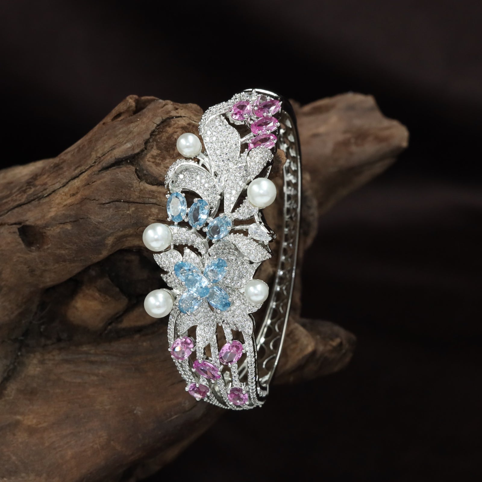 Floral Vine Kada with Pearl Accent Detailing