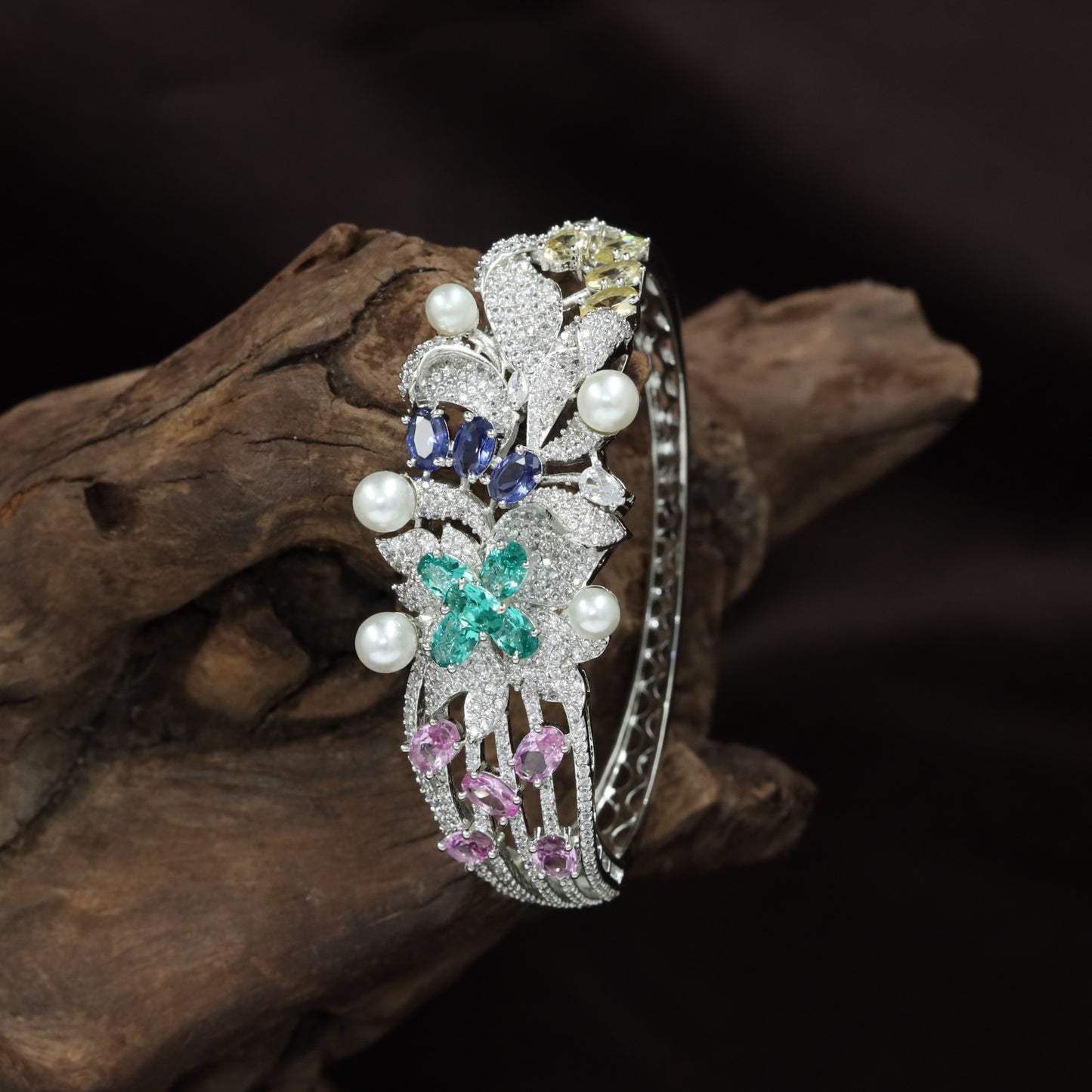 Floral Vine Kada with Pearl Accent Detailing