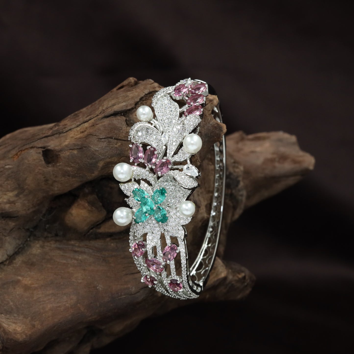 Floral Vine Kada with Pearl Accent Detailing
