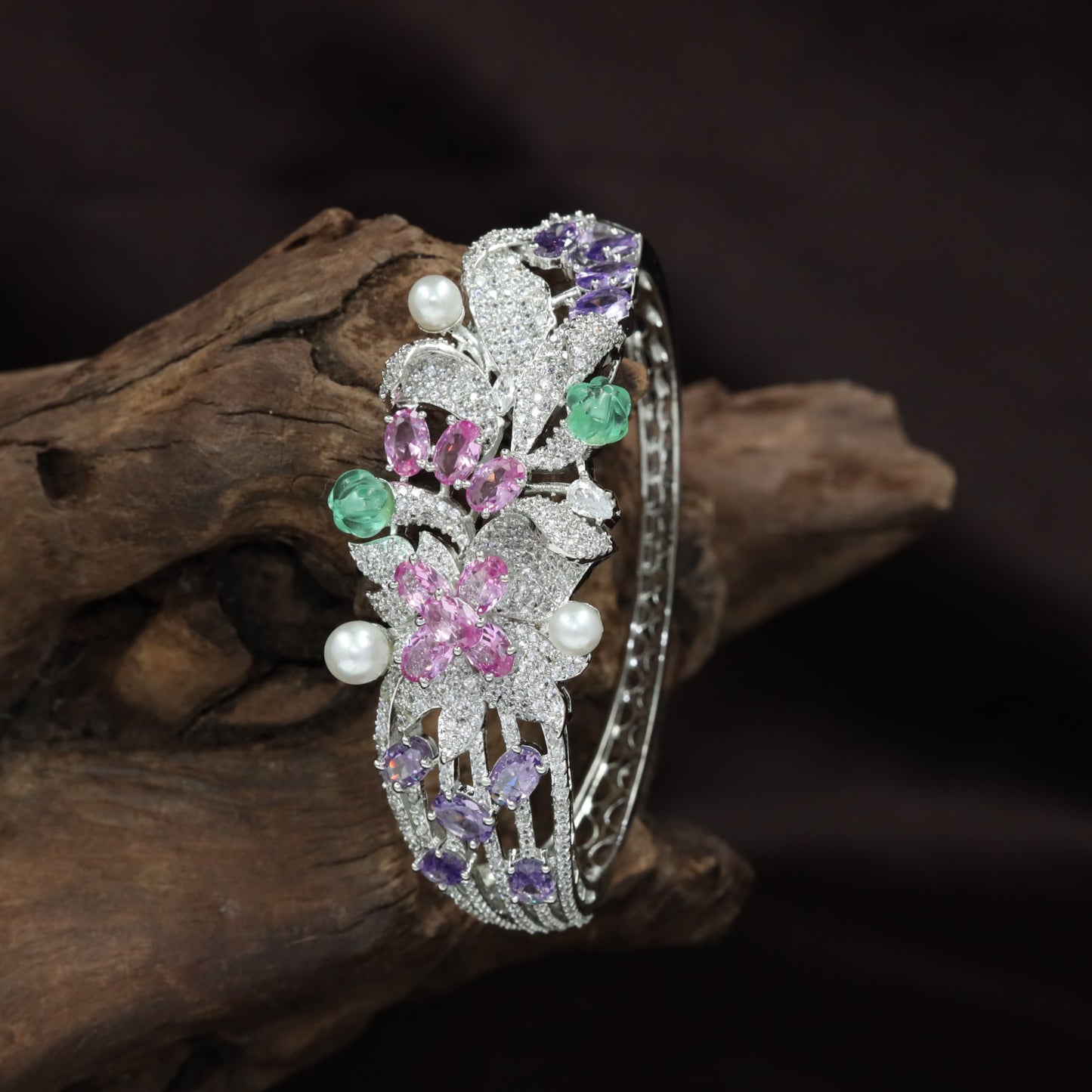 Floral Vine Kada with Pearl Accent Detailing