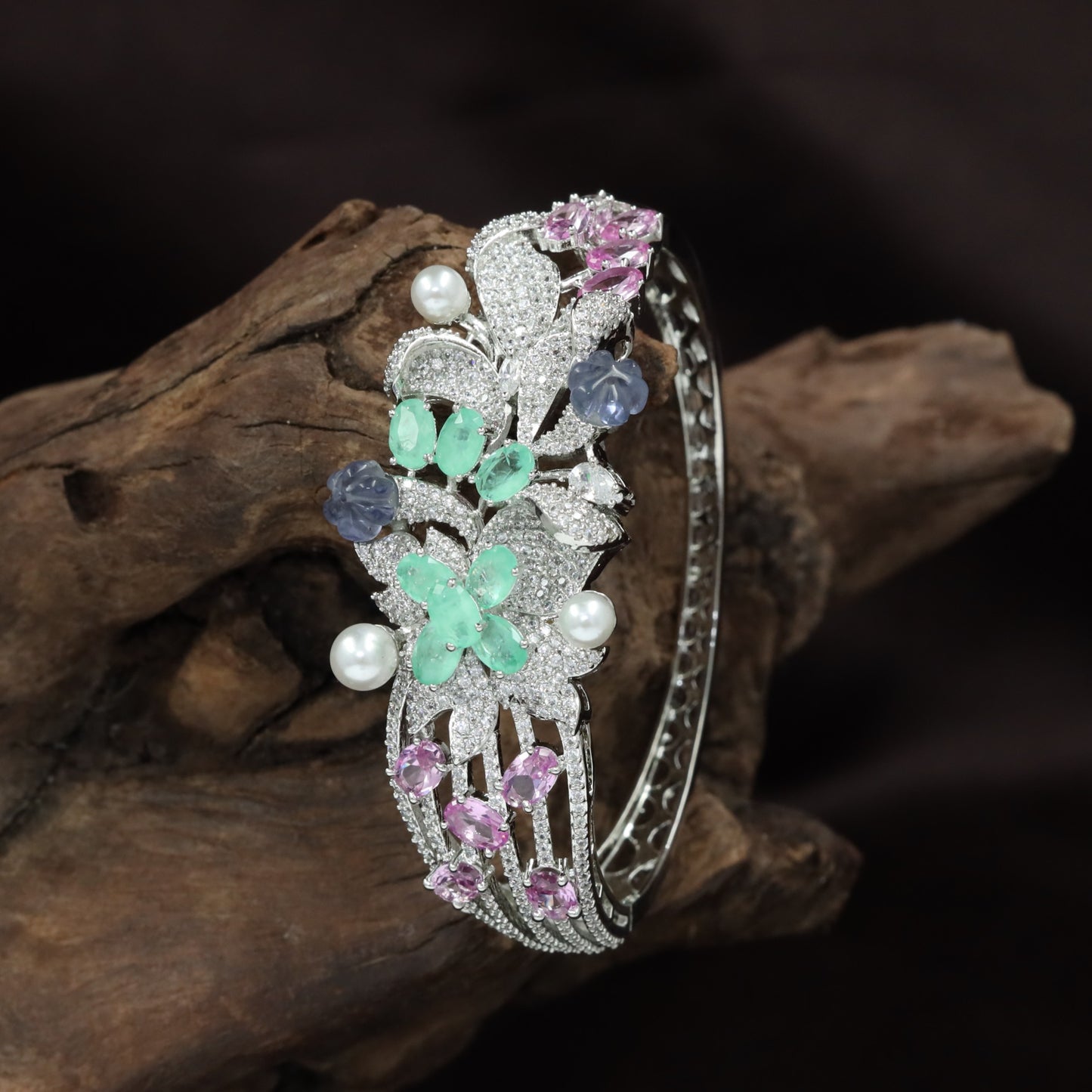 Floral Vine Kada with Pearl Accent Detailing