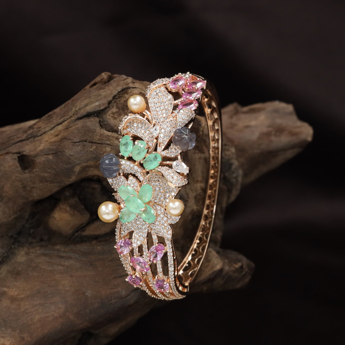 Floral Vine Kada with Pearl Accent Detailing