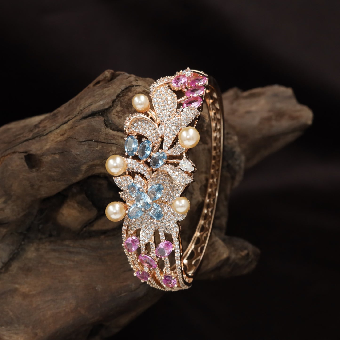 Floral Vine Kada with Pearl Accent Detailing