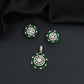 Elegant flower pendant set with circular floral construction and statement centerpiece