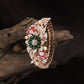Floral Medallion Rose Gold Kada with Decorative Leaves