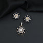 Elegant flower pendant set with circular floral construction and statement centerpiece