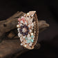 Floral Medallion Rose Gold Kada with Decorative Leaves