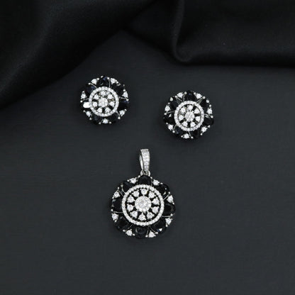 Elegant flower pendant set with circular floral construction and statement centerpiece