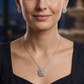 Statement pendant chain set with structured geometric detailing and matching studs