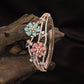 Rose Gold Kada with Twin Bloom Floral Arrangement
