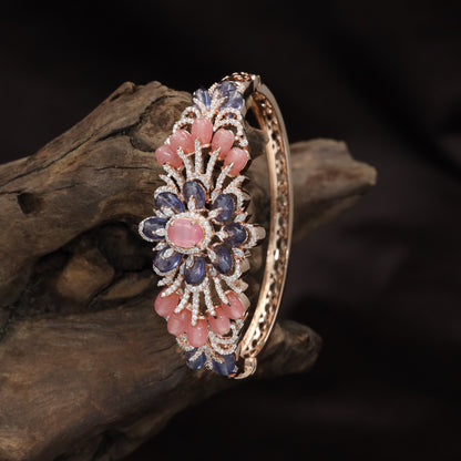 Floral Rosette Crystal Kada with Layered Detailing