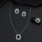 Statement pendant chain set with structured geometric detailing and matching studs