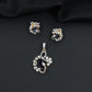 Floral swirl pendant set with leaf cluster detailing and matching stud earrings