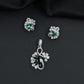 Floral swirl pendant set with leaf cluster detailing and matching stud earrings
