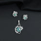 Floral swirl pendant set with leaf cluster detailing and matching stud earrings